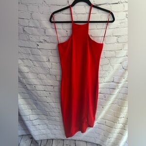 5/$20 Express Women’s Fire Engine Red Asymmetrical BodyCon‎ Tank Midi Dress Sz S